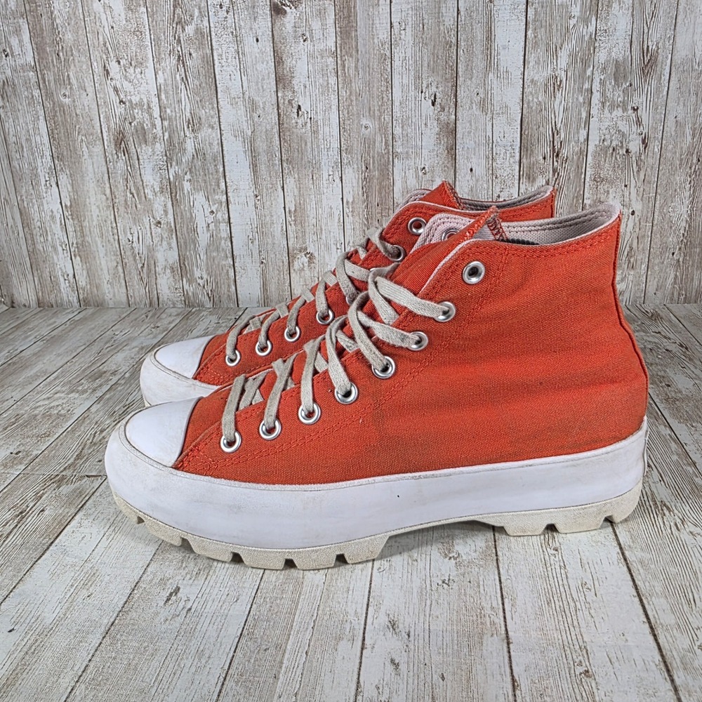 Converse All Star‎ Lugged High Top Platform Sneakers Orange Womens Size 10.5 - Picture 3 of 8
